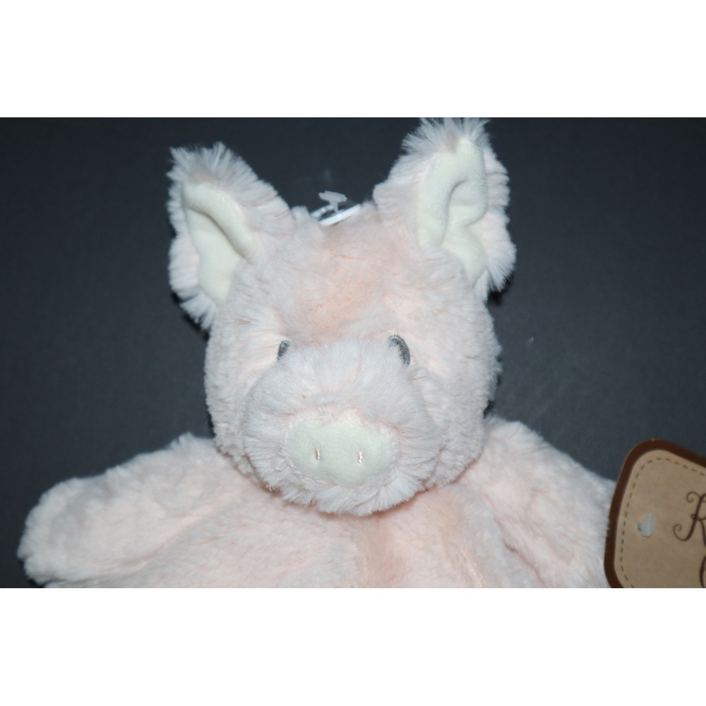 Kellytoy K. Luxe Pink Pig Security Blanket Lovey Plush Faux Fur Rattle 14x14 NWT - Picture 11 of 13